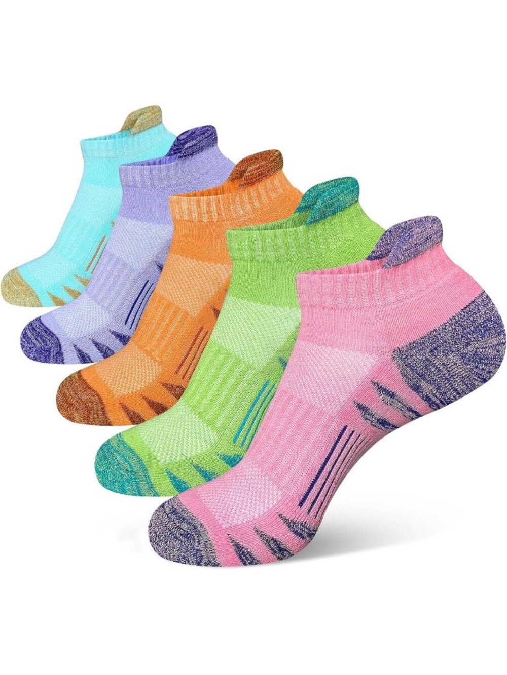 Cushioned Ankle Running Socks for Women - Anti-Blister, 5 Pairs, Athletic